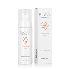 BioPo moisturizing toner bottle and packaging on a white background