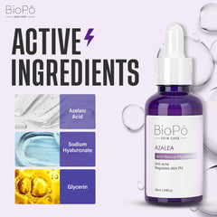 Active ingredients of BioPo Azalea Acne Treatment Serum – azelaic acid, niacinamide and salicylic acid for clear blemish‑prone skin