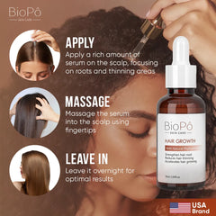Natural BioPo Hair Growth Serum – Nourishes Scalp, Stimulates Hair Follicles, and Reduces Hair Loss