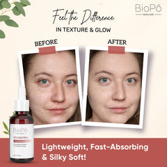 Before and after results of BioPo Resveratrol Boosting Serum – visibly firmer, smoother, and more radiant skin