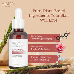 BioPo Resveratrol Boosting Serum – antioxidant-rich formula that firms, smooths, and rejuvenates aging skin