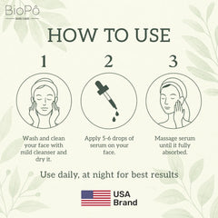 How to use BioPo Skin Brightening Whitening Serum – apply 2 to 3 drops daily for even, glowing, and radiant skin