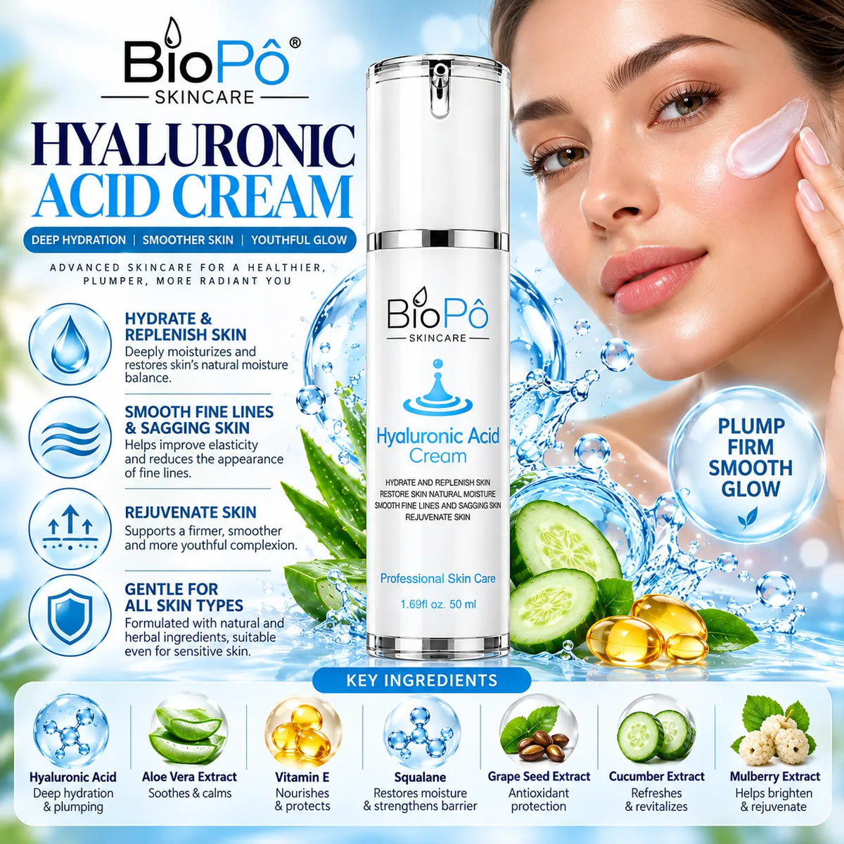 Clinically Inspired Hyaluronic Acid Cream