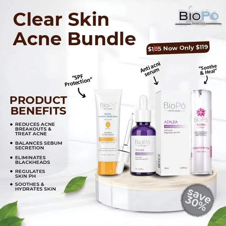 BioPo Clear Skin Acne Bundle – complete acne treatment set for clear, smooth, blemish-free skin