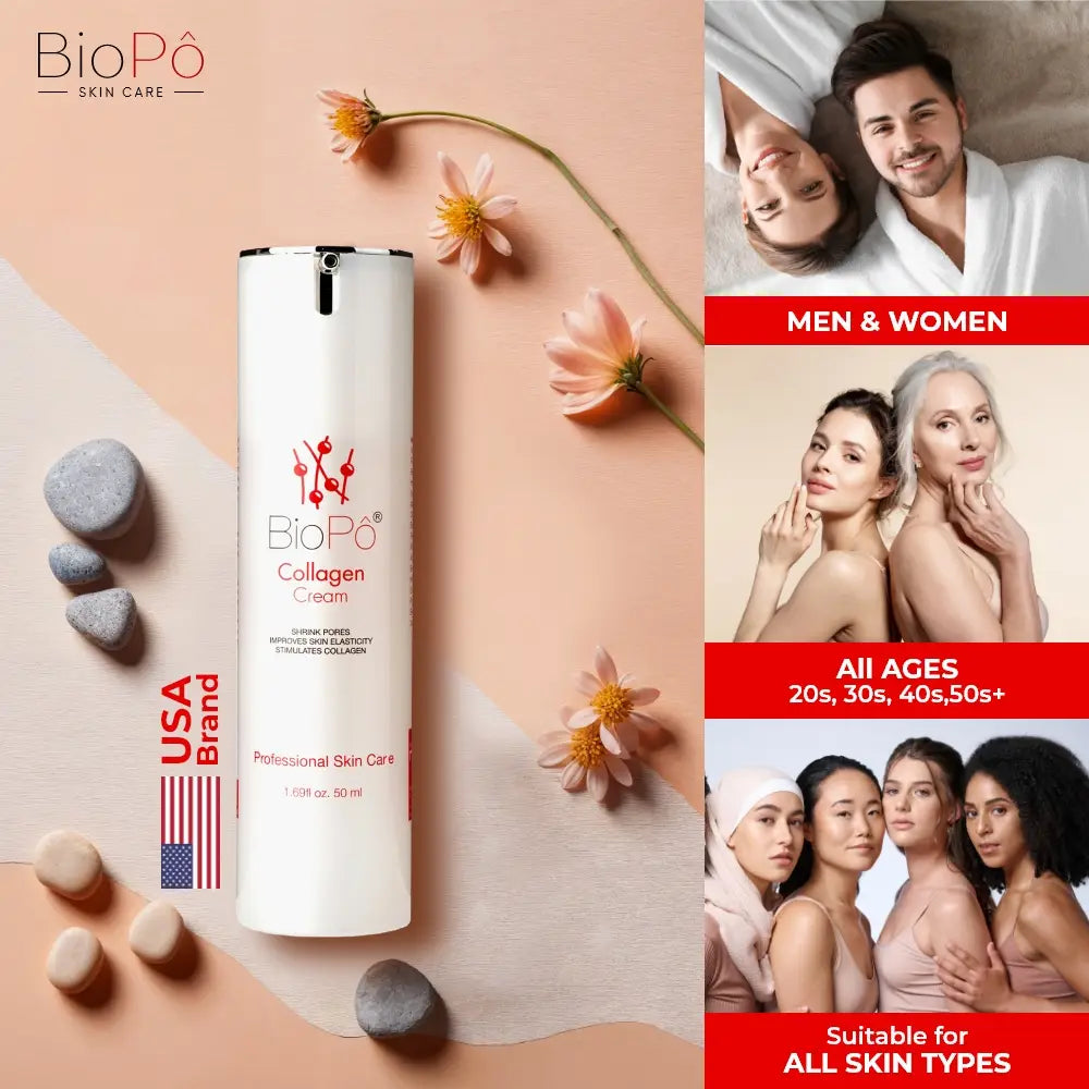 BioPo Collagen Cream for youthful, firm, and glowing skin — deeply hydrating anti-aging face moisturizer.